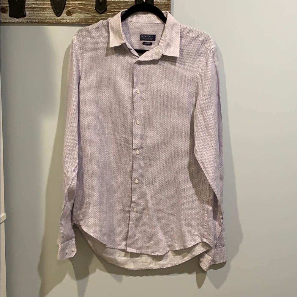 Zara men’s slim fit button down long sleeve shirt